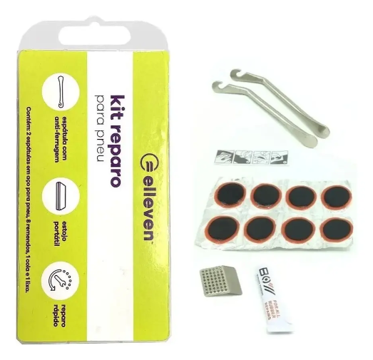 Kit Reparo Rápido Remendo Pneu Bicicleta Com 2 Espátulas Aço