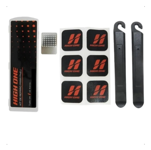 Kit Reparo Pneu Bicicleta High One 6 Peças Remendo Autoadesivo